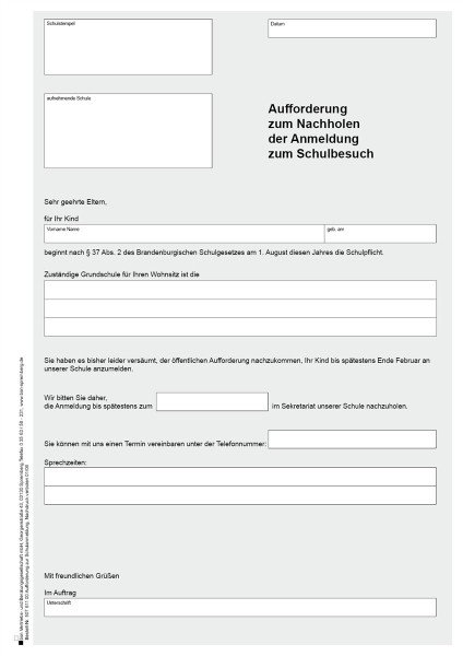 Auforderung zum Nachholen