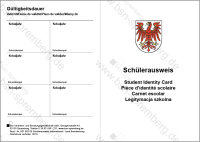 Schülerausweis weiß mit Wappen Brandenburg, mehrsprachig, Karton
