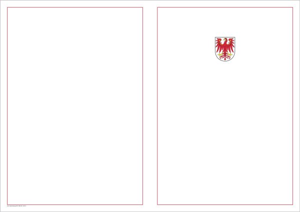Bogen für Zeugnisdruck, Wappen mittig, mit Rahmen auf Vorder- u. Rückseite, plano