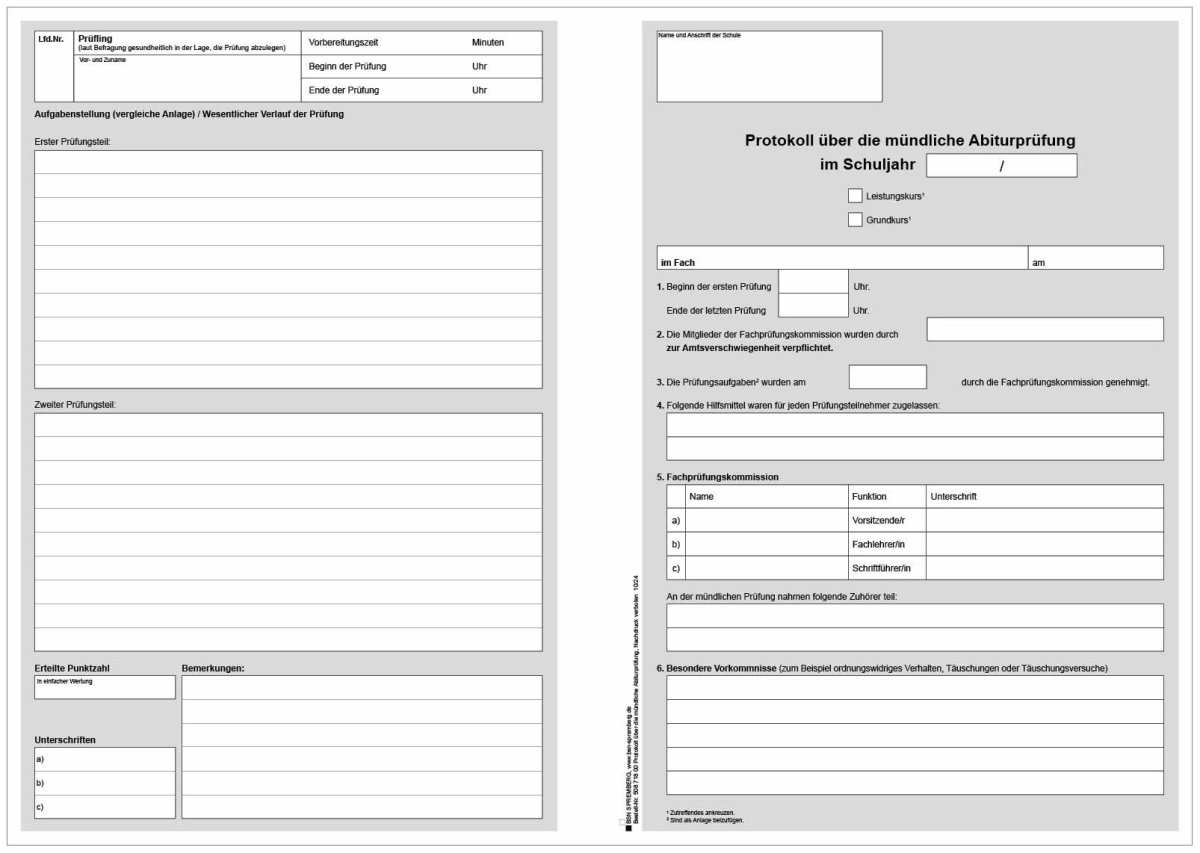 Protokoll über Die Mündliche Abiturprüfung
