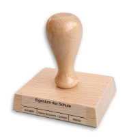 Stempel "Eigentum der Schule" für den Verleih von Lehrbüchern