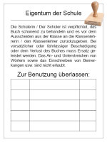 Stempel "Eigentum der Schule / Zur Benutzung überlassen" für den Verleih von Lehrbüchern