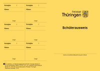 Schülerausweis gelb mit Wappen Thüringen, deutsche Sprache, Karton