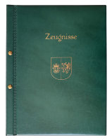 Zeugnismappe Meckl.-Vorpommern grün, Goldprägung: Wappen/Titel Schraubmappe