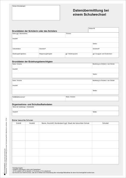 Datenübermittlung bei einem Schulwechsel