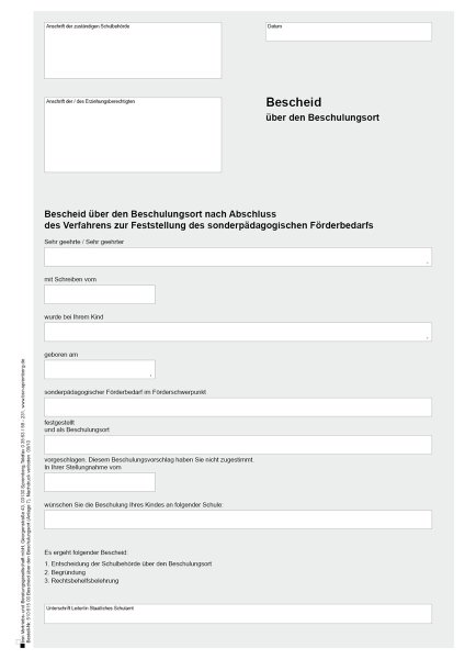 Bescheid über den Beschulungsort
