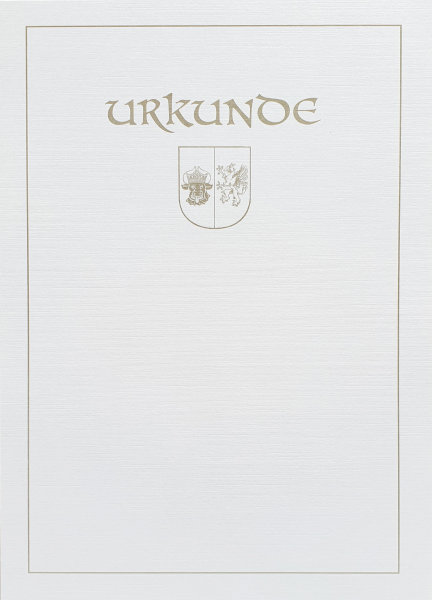 Urkunde Landeswappen Mecklenburg-Vorpommern, weiß, Golddruck: Titel/Wappen/Rahmen, DIN A4