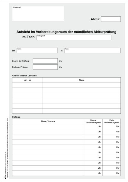 Aufsicht Vorbereitungsraum der mündlichen Abiturprüfung