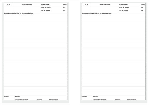 Einlegebogen Zum Protokoll über Die Mündliche Abschlussprüfung, Mittl