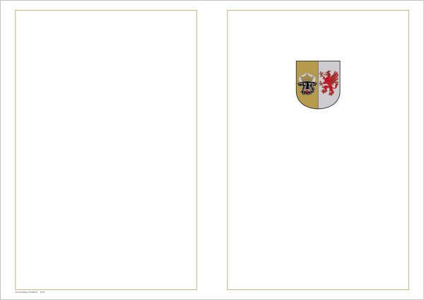 Bogen für Zeugnisdruck, Wappen mittig, mit Rahmen auf Vorder- und Rückseite, plano