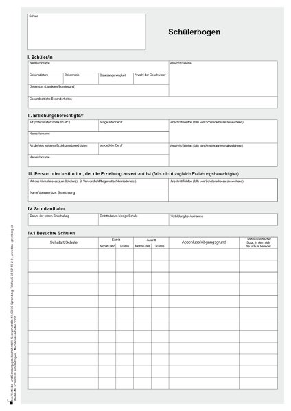 Schülerbogen DIN A 4