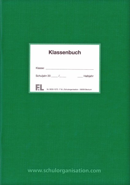 F&L Klassenbuch für die Berufsschule, Teilzeit, für 1 Schuljahr, grün