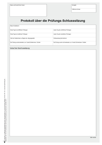 Protokoll über Schlusssitzung
