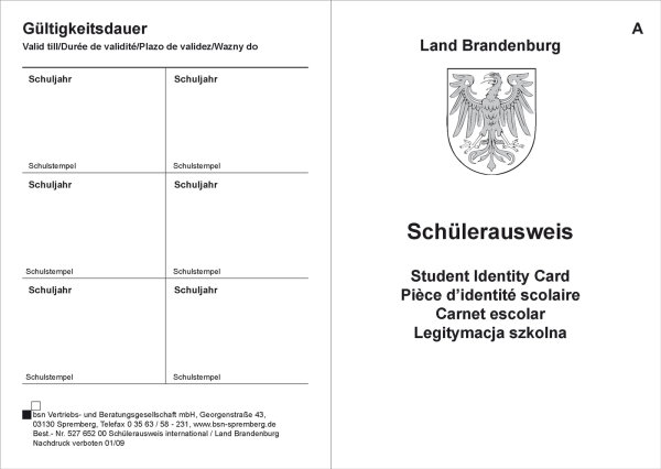 Schülerausweis Berufsschüler Brandenburg