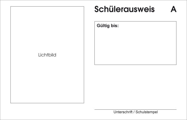 Schülerausweis im Scheckkartenformat, ohne Wappen, deutsche Sprache, Berufsschule