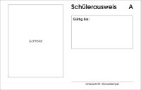 Schülerausweis im Scheckkartenformat, ohne Wappen, deutsche Sprache, Berufsschule