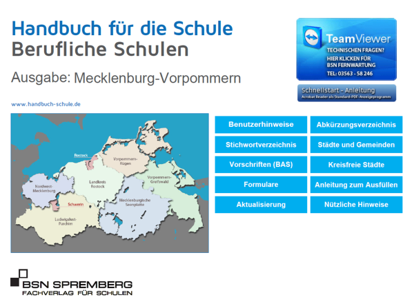 Handbuch für Berufsschulen Mecklenburg-Vorpommern – Aktuelles Schulrecht, Vorschriften & 600+ rechtsgültige Vorlagen für Schulleitung, Lehrkräfte und Verwaltung (Ersteinrichtung, Aktualisierungen innerhalb des Schuljahres, Servicepauschale)