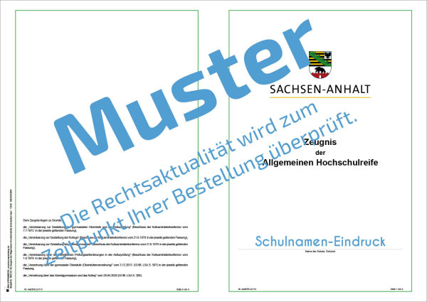 Zeugnis allg. Hochschulreife (mit Eindruck)