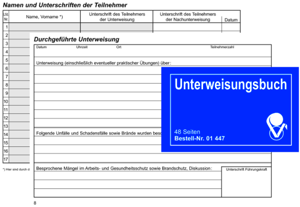 3er Pack Unterweisungsbuch für den betrieblichen Unfallschutz, Unfallverhütung und Arbeitsschutz