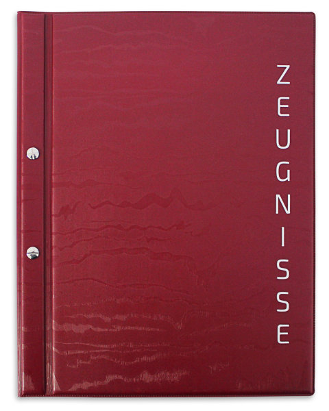 Zeugnismappe weinrot mit Silberprägung "ZEUGNISSE" - mit 10 dokumentenechten Premium-Hüllen