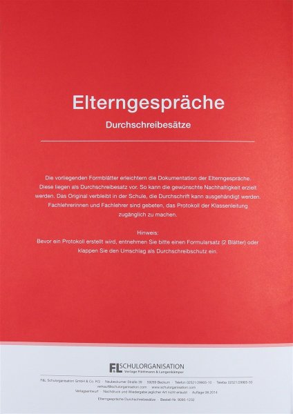 Elterngespräche / Schülergespräche Durchschreibesätze für die Schule, 30 Stück im Block