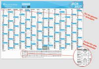 Schuljahres - Wandkalender DIN A2 für das Schuljahr 2026/27