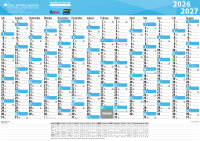 Schuljahres - Wandkalender DIN A2 für das Schuljahr...