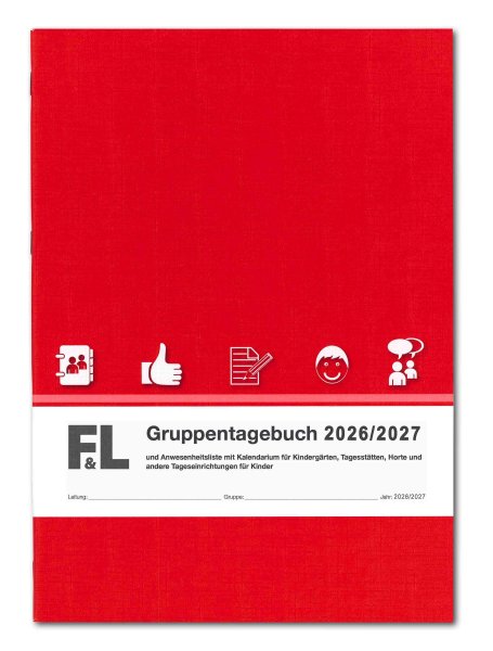 F&L Gruppentagebuch (rot) für Kita, Hort mit Kalendarium Ausgabe 2026/2027