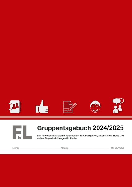 Gruppentagebuch (rot) für Kita, Hort mit Kalendarium Ausgabe 2023/2024