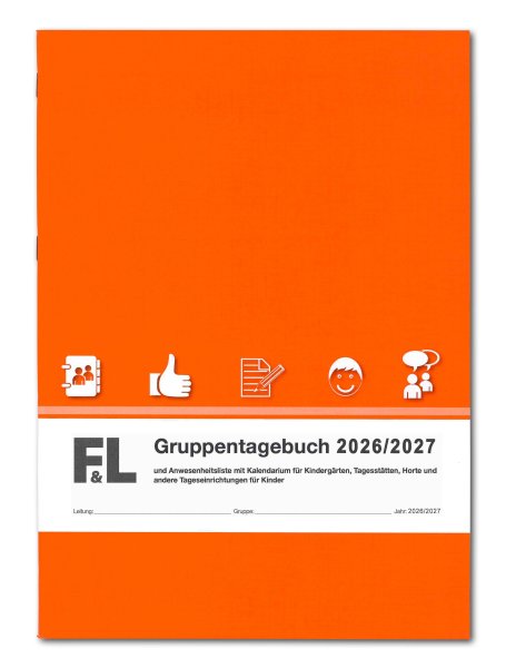 F&L Gruppentagebuch (orange) für Kita, Hort mit Kalendarium Ausgabe 2026/2027