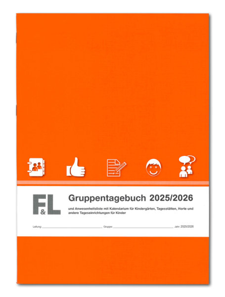 Gruppentagebuch (orange) für Kita, Hort mit Kalendarium Ausgabe 2023/2024