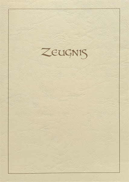 5er Pack Überreichungsmappe elfenbein, Titel u. Rahmen gold, genarbter Karton