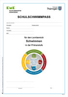 Schulschwimmpass Thüringen mit KMK-Logo und Leitmarke TH