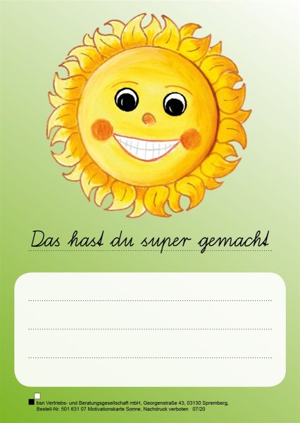 Motivationskarte für die Primarstufe – Sonne