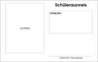 Schülerausweis Scheckkartenformat, ohne Wappen, deutsche Sprache