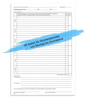 Ausbildungsnachweis / Berichtsheft für 1Jahr praktische Berufsausbildung, täglicher Eintrag (Mo-Sa)