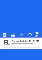 F&L – Anwesenheitsliste mit Kalendarium Ausgabe...