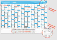 Schuljahres - Wandkalender DIN A2 für das Schuljahr 2024/25, plano, gerollter Versand