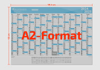 Schuljahres - Wandkalender DIN A2 für das Schuljahr 2024/25, plano, gerollter Versand