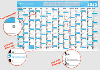 Jahres - Wandkalender XXL für das Jahr 2025, 14 Monate