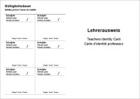 Lehrerausweis,  mehrsprachig, neutral ohne Wappen, Karton weiß, DIN A6