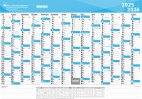 Schuljahres - Wandkalender DIN A3 für das Schuljahr 2025/26