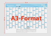 Schuljahres - Wandkalender DIN A3 für das Schuljahr 2026/27