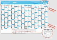 Schuljahres - Wandkalender DIN A3 für das Schuljahr 2025/26