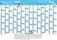 Schuljahres - Wandkalender DIN A3 für das Schuljahr 2026/27