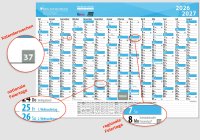 Schuljahres - Wandkalender DIN A3 für das Schuljahr 2026/27
