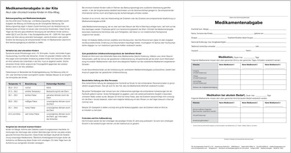 F&L Formularsammlung zur Medikamentengabe in der Kita, Set mit 10 Listen