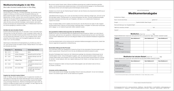 Formularsammlung zur Medikamentengabe in der Kita, Set mit 10 Listen