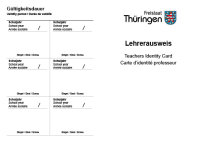 Lehrerausweis mit Eindruck (Wappen / Schullogo),  mehrsprachig, Karton weiß, DIN A6