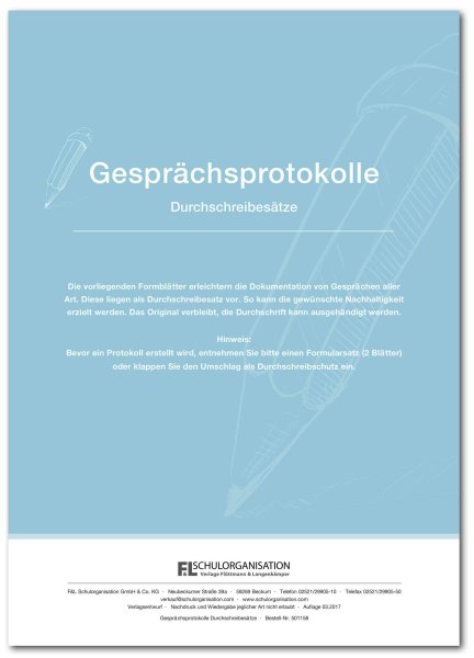 F&L Gesprächsprotokolle Durchschreibesätze, für Kita, Schule und sonstige Einrichtungen, 30 Stück im Block